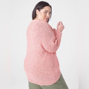 Lane Bryant Yellow Coral Open Front Marl Cardigan Knit Sweater Plus Size 26 28